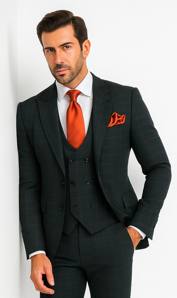 Rossi Man MAX RM1788 Slim Fit 3-Piece Suit – Men’s Formalwear