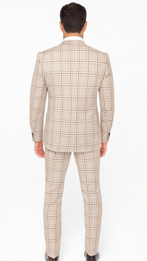 Rossi Man MAX RM1824 Light Brown Slim Fit 3-Piece Suit – Men’s Formalwear