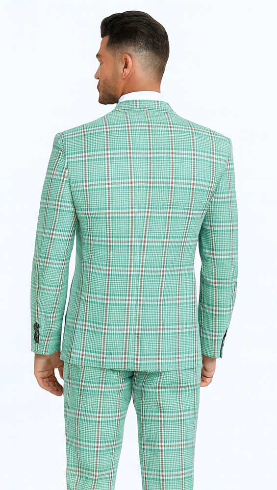 Rossi Man MAX RM1825 Slim Fit 3-Piece Mint Green Suit - Formalwear