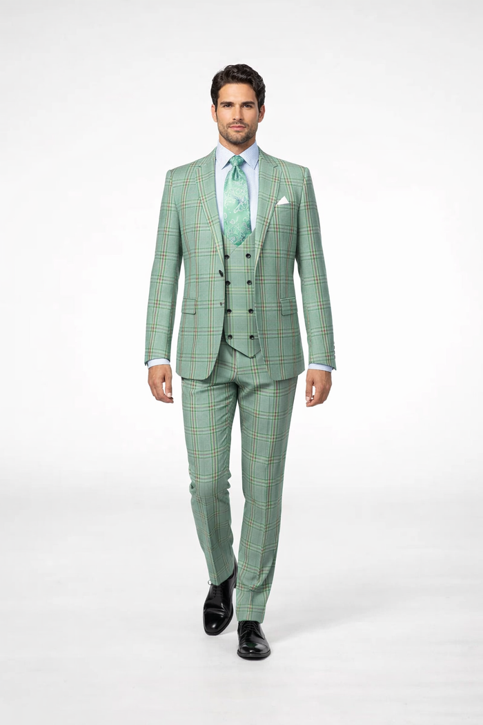 Rossi Man MAX RM1825 Slim Fit 3-Piece Mint Green Suit – Modern Formalwear for Men