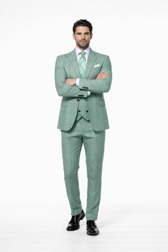 Rossi Man MAX RM1825 Slim Fit 3-Piece Mint Green Suit – Modern Formalwear for Men