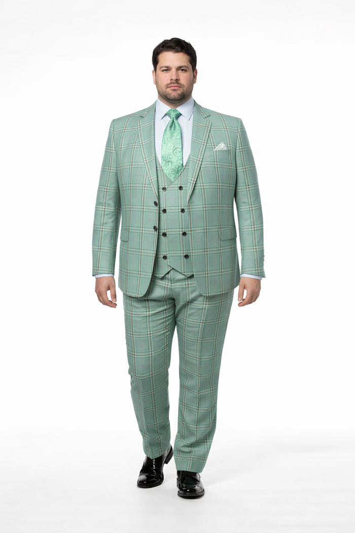 Rossi Man MAX RM1825 Slim Fit 3-Piece Mint Green Suit – Modern Formalwear for Men