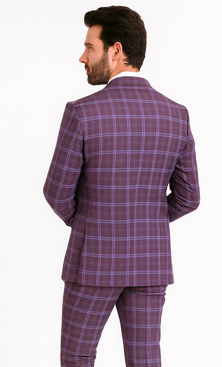 Rossi Man MAX RM1834 Slim Fit 3-Piece Purple Suit – Elegant Men’s Formalwear