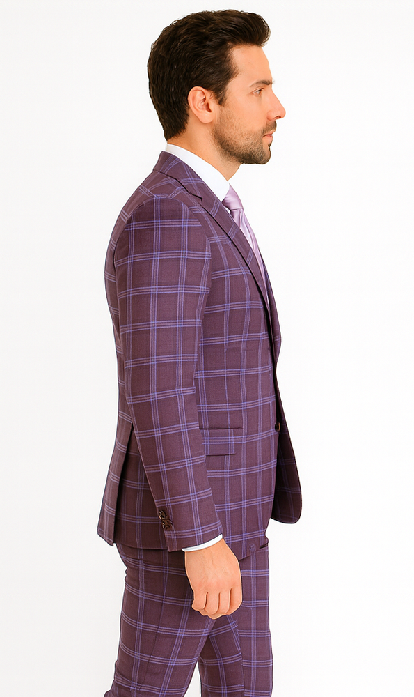 Rossi Man MAX RM1834 Slim Fit 3-Piece Purple Suit – Elegant Men’s Formalwear
