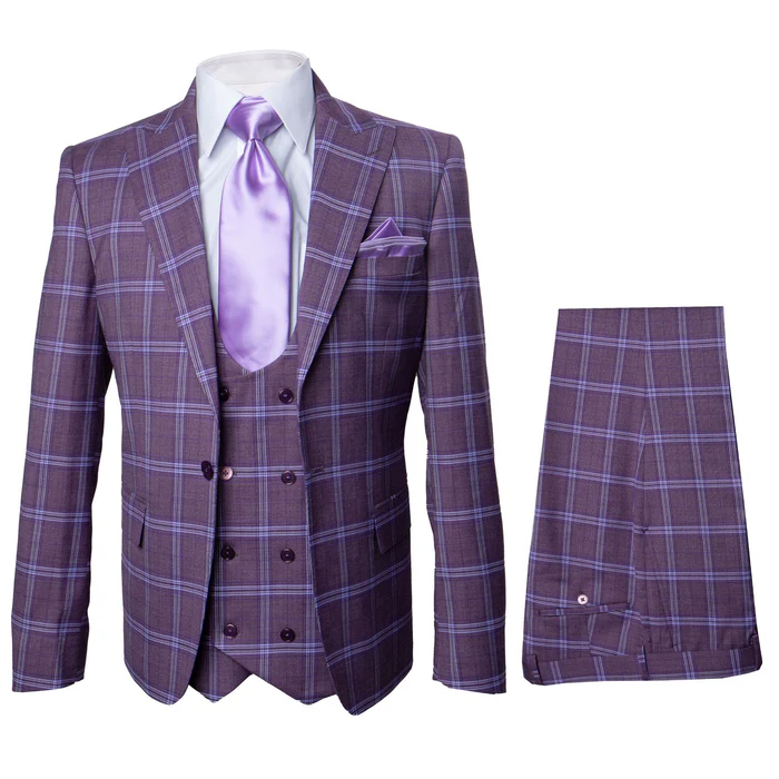 Rossi Man MAX RM1834 Slim Fit 3-Piece Purple Suit – Elegant Men’s Formalwear