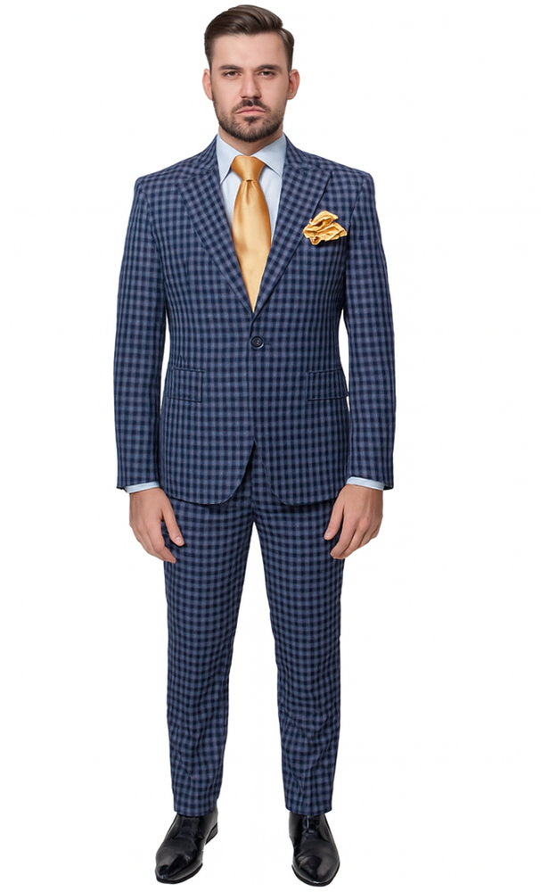 Rossi Man MAX RM1835 Blue Slim Fit 3-Piece Suit – Men’s Formalwear