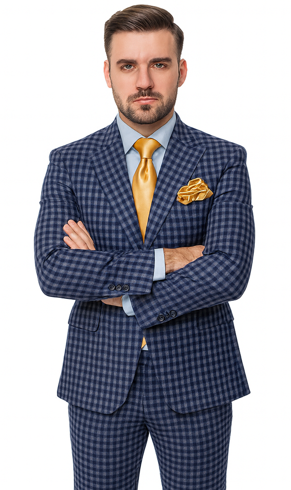 Rossi Man MAX RM1835 Blue Slim Fit 3-Piece Suit – Men’s Formalwear