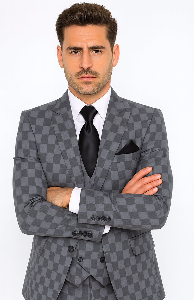 Rossi Man MAX RM1836 Grey Slim Fit 3-Piece Suit –  Men’s Formalwear