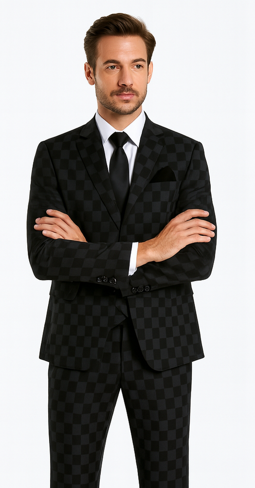 Rossi Man MAX RM1837 Black Slim Fit 3-Piece Suit – Men’s Formalwear