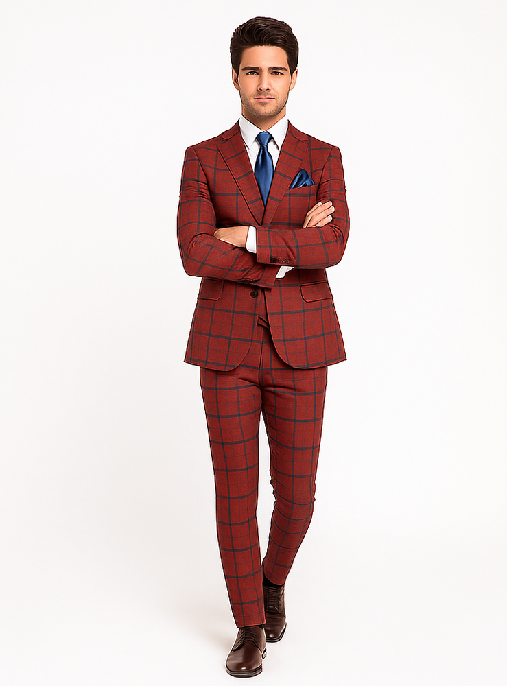 Rossi Man Max RM1842 – Slim Fit 3-Piece Formal Suit for Men - Modern Tailored Elegance Design
