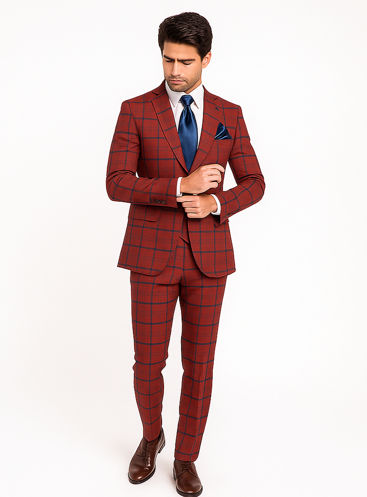 Rossi Man Max RM1842 – Slim Fit 3-Piece Formal Suit for Men - Modern Tailored Elegance Design