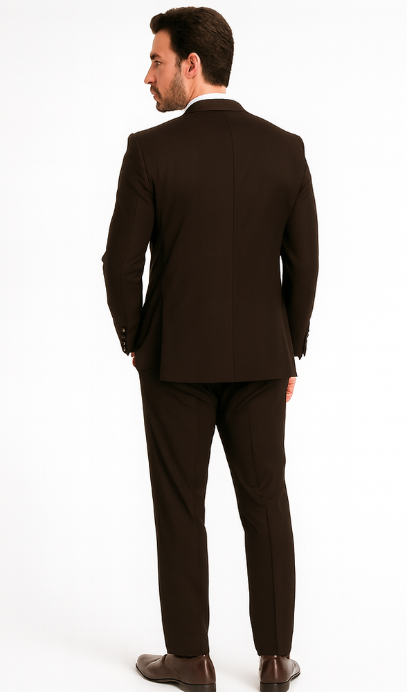 Rossi Man MAX Slim Fit 3-Piece Chocolate Brown Suit – Modern Men’s Formal Set