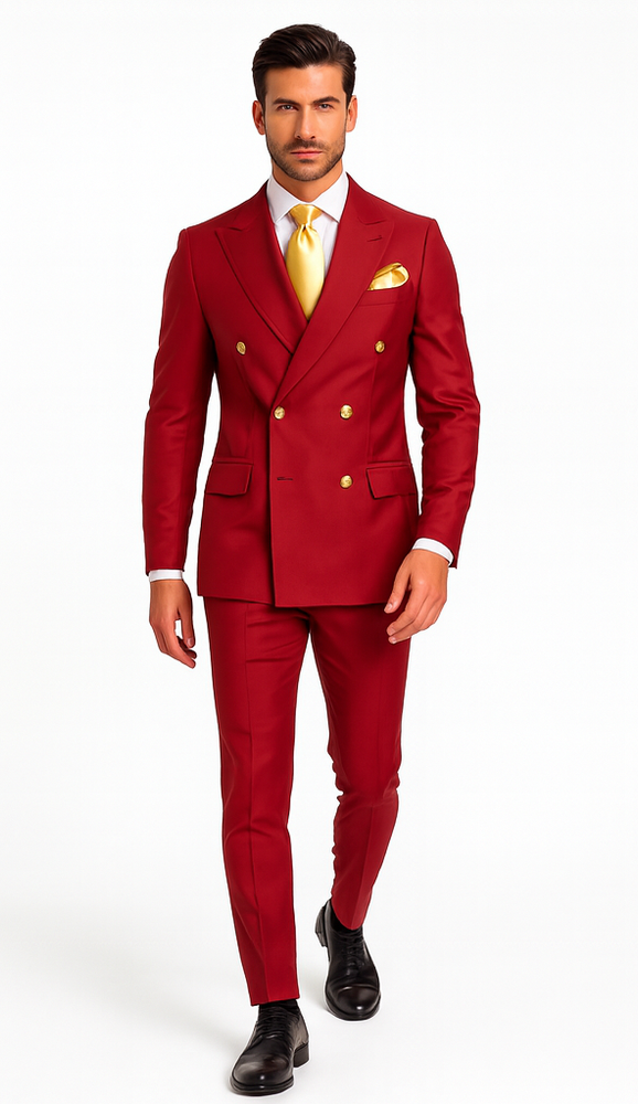 Rossi Man MILANO RM1191 Men’s Slim Fit 3-Piece Red Suit – Stylish Modern Formalwear for Events
