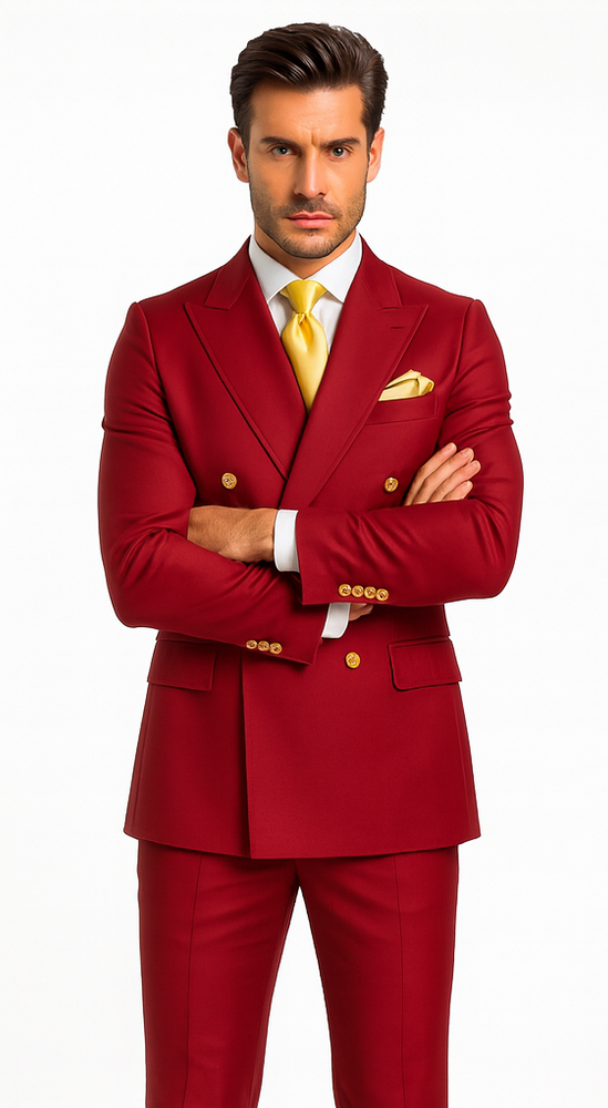 Rossi Man MILANO RM1191 Men’s Slim Fit 3-Piece Red Suit – Stylish Modern Formalwear for Events