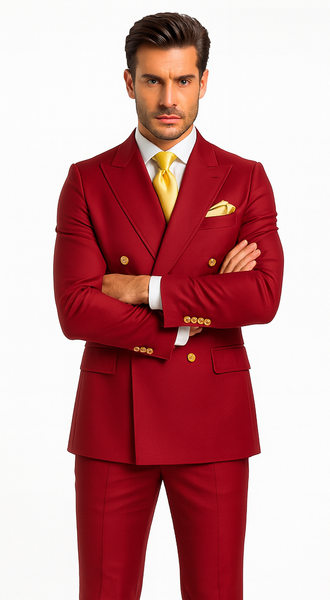 Rossi Man MILANO RM1191 Men’s Slim Fit 3-Piece Red Suit – Stylish Modern Formalwear for Events
