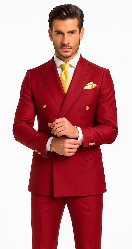 Rossi Man MILANO RM1191 Men’s Slim Fit 3-Piece Red Suit – Stylish Modern Formalwear for Events