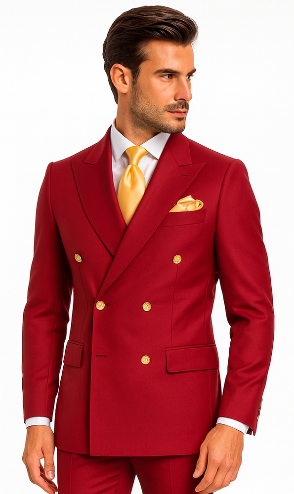 Rossi Man MILANO RM1191 Men’s Slim Fit 3-Piece Red Suit – Stylish Modern Formalwear for Events