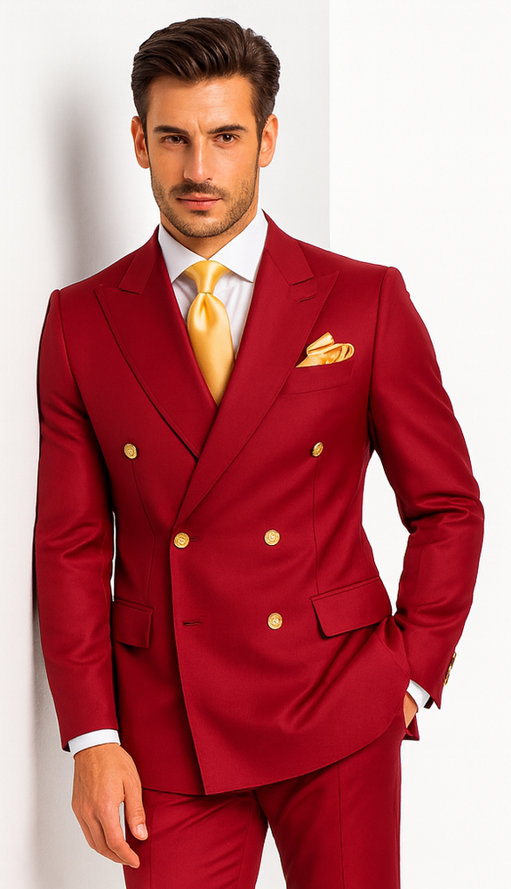 Rossi Man MILANO RM1191 Men’s Slim Fit 3-Piece Red Suit – Stylish Modern Formalwear for Events