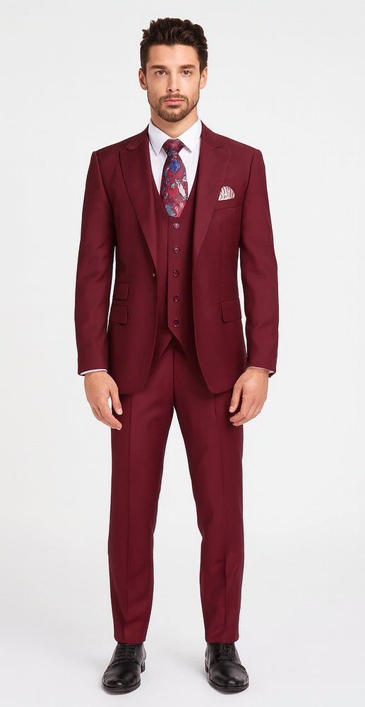 Rossi Man RM1174 – Modern Slim Fit Sydney II 3-Piece Suit for Men - Elegant Tailored Formalwear