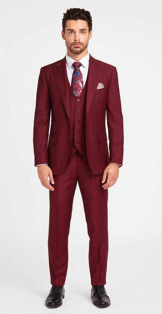 Rossi Man RM1174 – Modern Slim Fit Sydney II 3-Piece Suit for Men - Elegant Tailored Formalwear