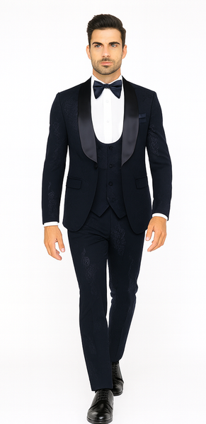 Rossi Man RM1252 – Men’s 3-Piece Smoking Style Tuxedo - Elegant Evening Formalwear
