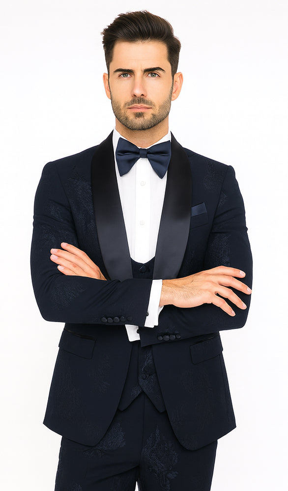 Rossi Man RM1252 – Men’s 3-Piece Smoking Style Tuxedo - Elegant Evening Formalwear