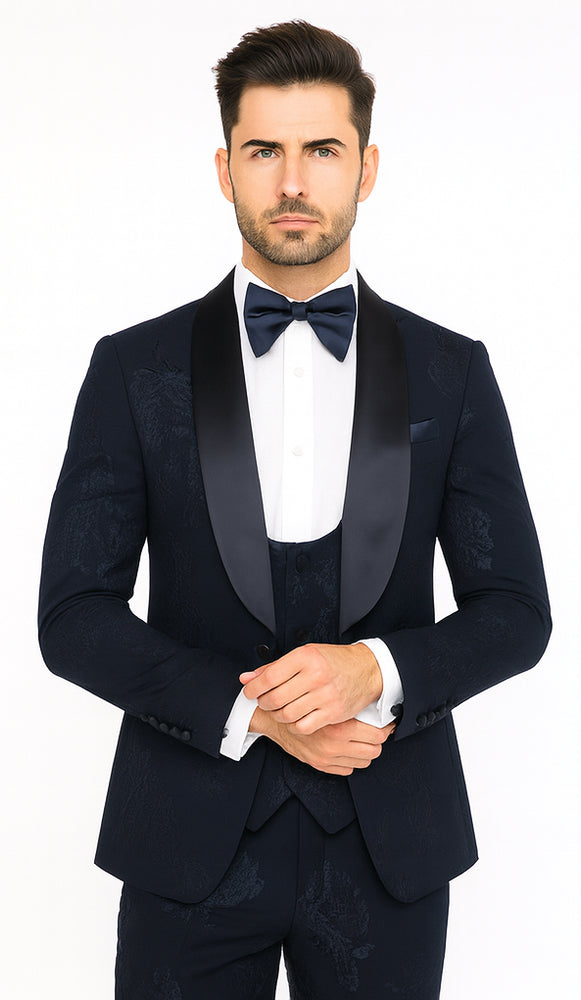 Rossi Man RM1252 – Men’s 3-Piece Smoking Style Tuxedo - Elegant Evening Formalwear