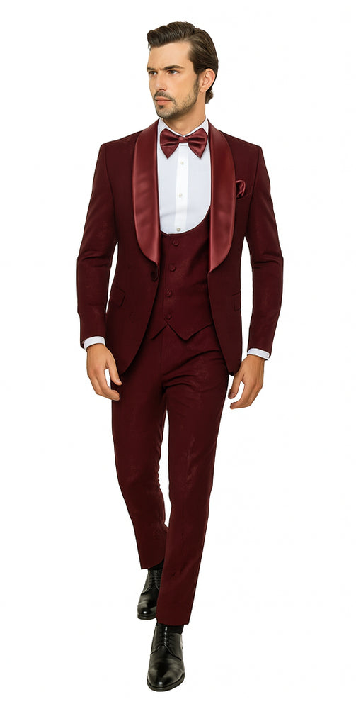 Rossi Man RM1253 – Formal 3-Piece Smoking Style Tuxedo for Men - Elegant Evening Wear