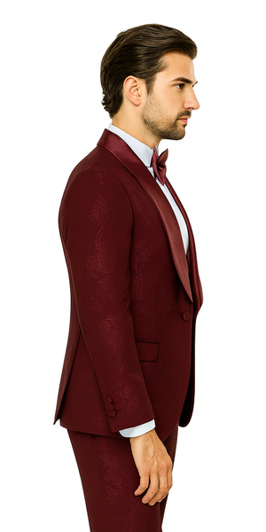 Rossi Man RM1253 – Formal 3-Piece Smoking Style Tuxedo for Men - Elegant Evening Wear