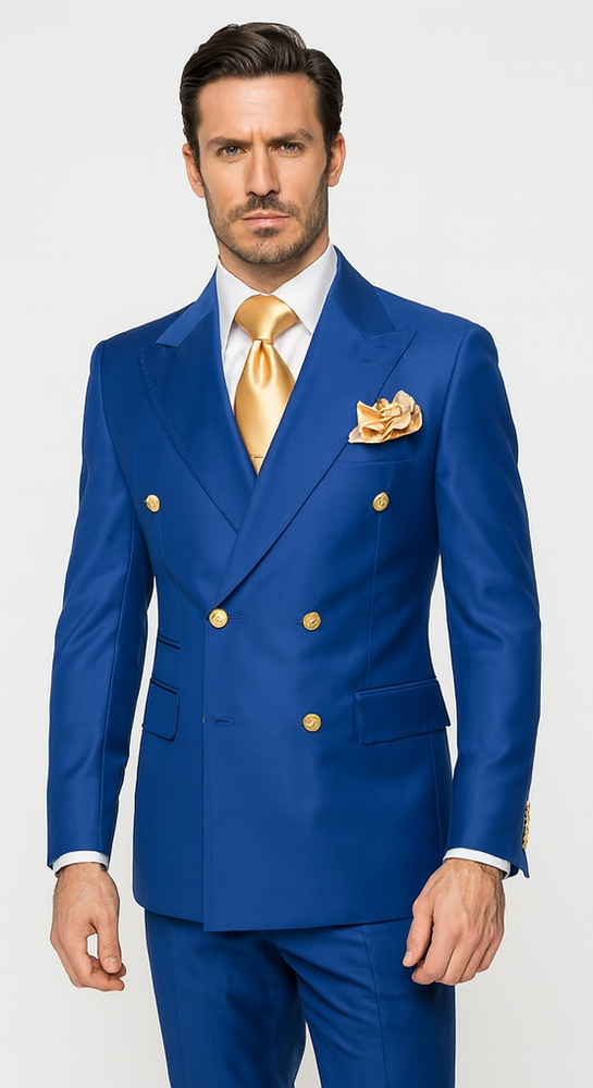 Rossi Man RM1375 – Milano Series Modern 3-Piece Suit for Men - Slim Fit Formalwear