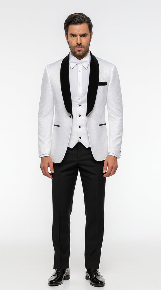 Rossi Man RM1444 – Slim Fit Smoking Style 3-Piece Tuxedo for Men - Modern Formal