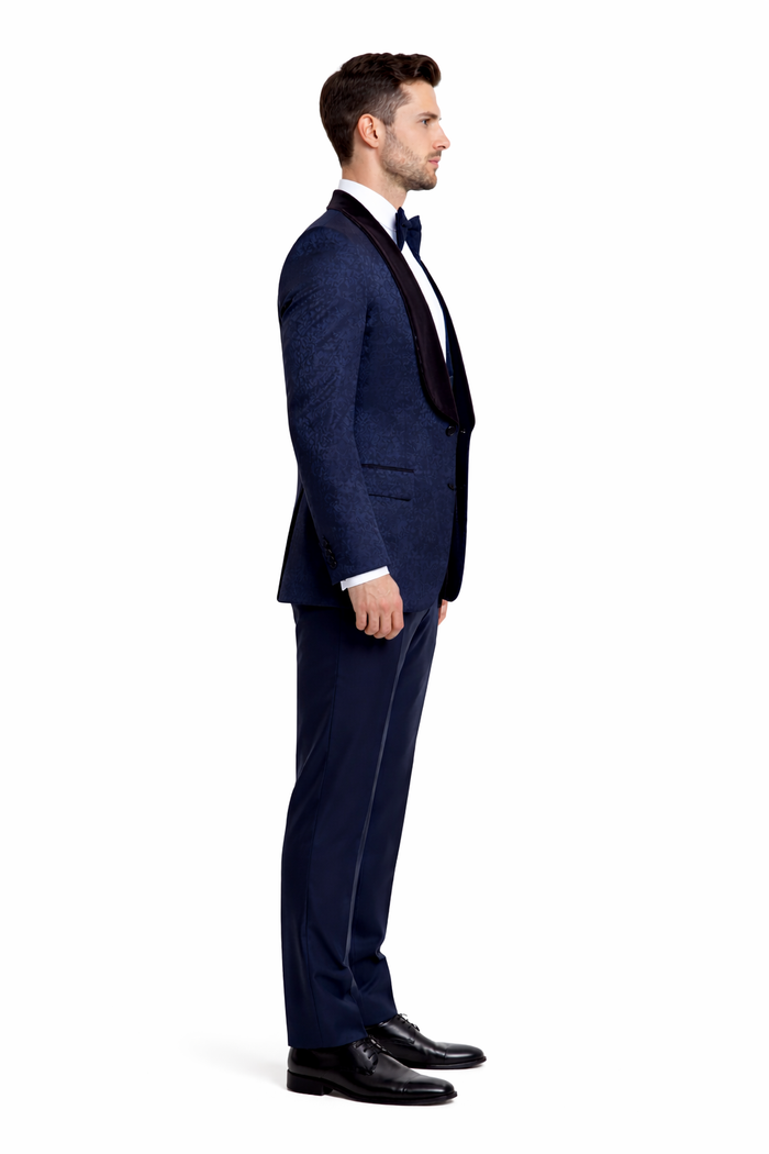 Rossi Man RM1445 – Classic Smoking Style 3-Piece Formal Tuxedo for Men