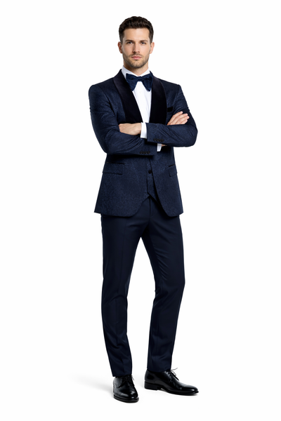 Rossi Man RM1445 – Classic Smoking Style 3-Piece Formal Tuxedo for Men