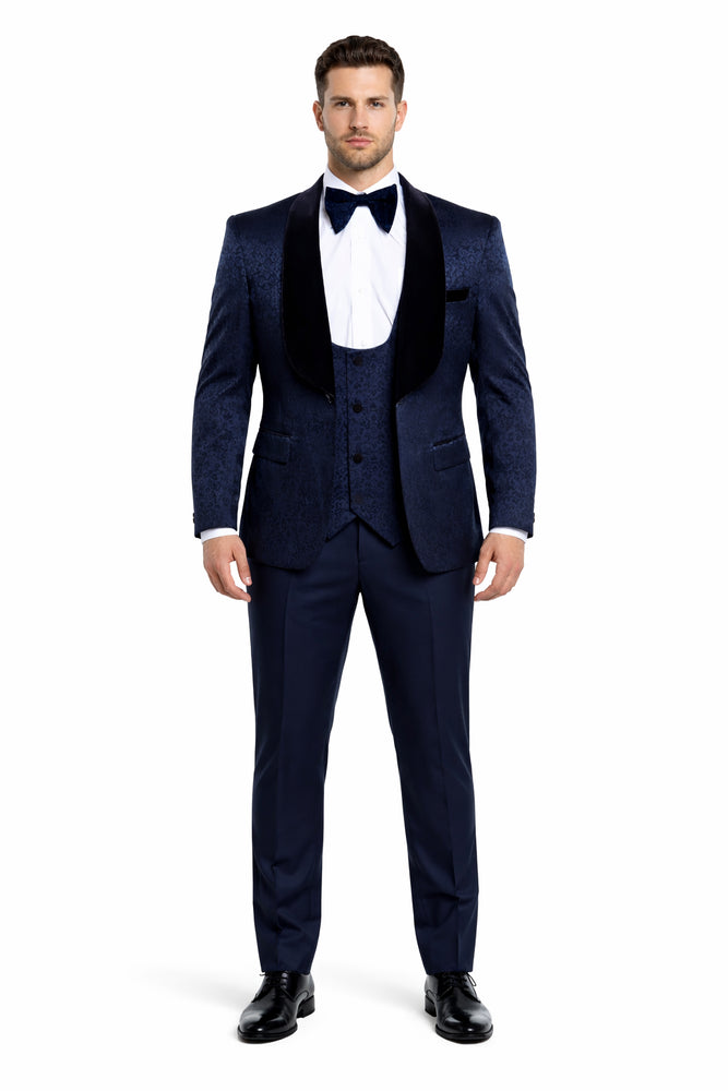 Rossi Man RM1445 – Classic Smoking Style 3-Piece Formal Tuxedo for Men