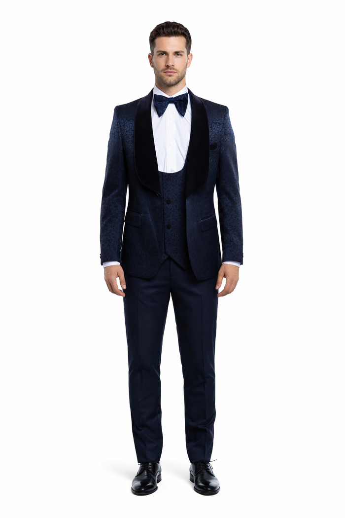 Rossi Man RM1445 – Classic Smoking Style 3-Piece Formal Tuxedo for Men