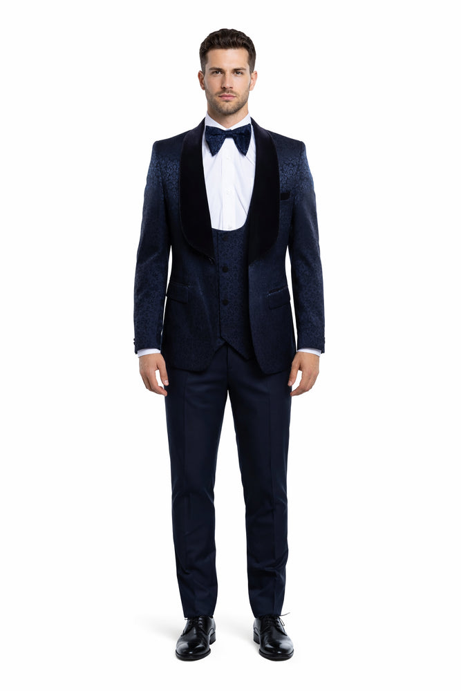 Rossi Man RM1445 – Classic Smoking Style 3-Piece Formal Tuxedo for Men