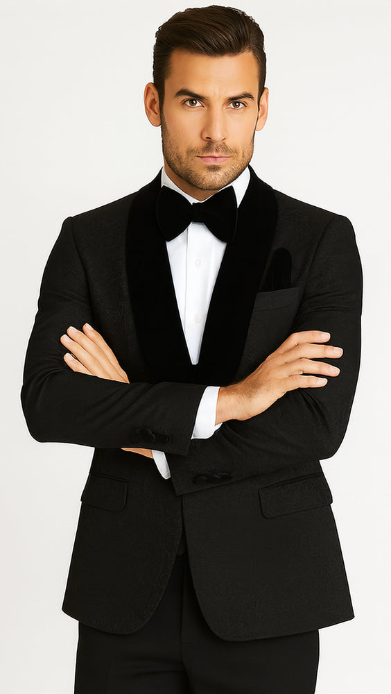 Rossi Man RM1446 – Classic 3-Piece Smoking Style Tuxedo Suit for Men - Elegant Formalwear