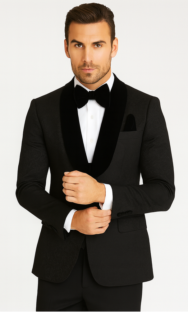Rossi Man RM1446 – Classic 3-Piece Smoking Style Tuxedo Suit for Men - Elegant Formalwear