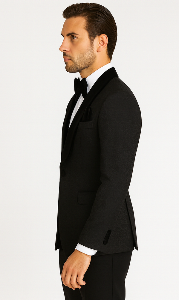 Rossi Man RM1446 – Classic 3-Piece Smoking Style Tuxedo Suit for Men - Elegant Formalwear