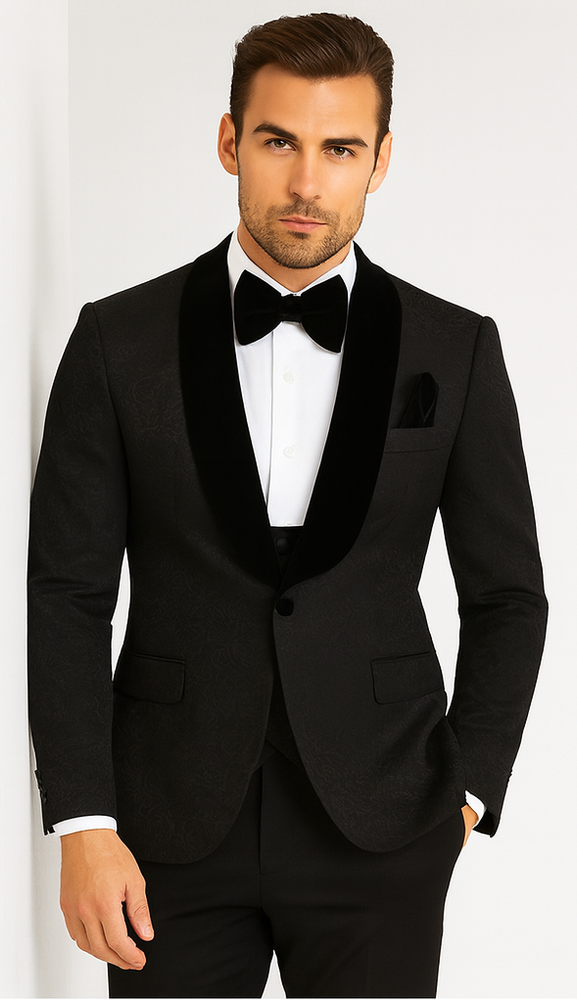 Rossi Man RM1446 – Classic 3-Piece Smoking Style Tuxedo Suit for Men - Elegant Formalwear