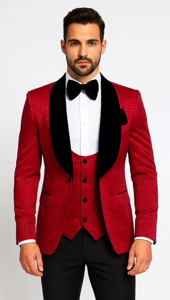 Rossi Man RM1448 – Elegant Smoking Style 3-Piece Tuxedo Set for Men - Modern Formalwear