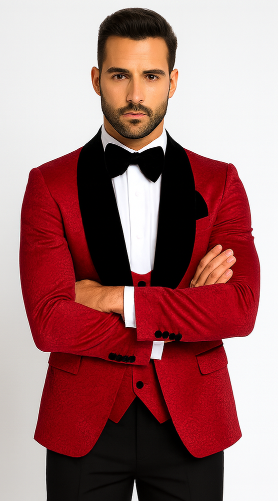 Rossi Man RM1448 – Elegant Smoking Style 3-Piece Tuxedo Set for Men - Modern Formalwear