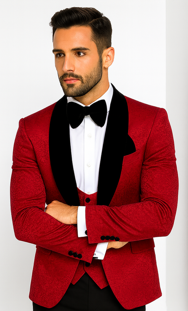 Rossi Man RM1448 – Elegant Smoking Style 3-Piece Tuxedo Set for Men - Modern Formalwear