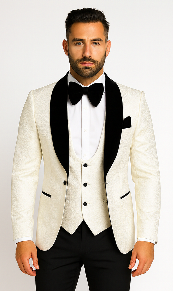 Rossi Man RM1449 – Formal 3-Piece Smoking Style Tuxedo for Men - Elegant Modern Evening Wear