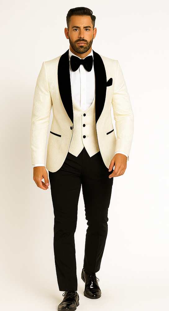 Rossi Man RM1449 – Formal 3-Piece Smoking Style Tuxedo for Men - Elegant Modern Evening Wear
