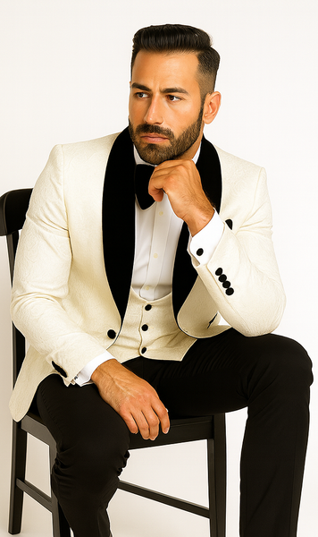 Rossi Man RM1449 – Formal 3-Piece Smoking Style Tuxedo for Men - Elegant Modern Evening Wear