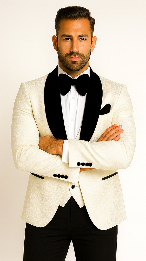 Rossi Man RM1449 – Formal 3-Piece Smoking Style Tuxedo for Men - Elegant Modern Evening Wear
