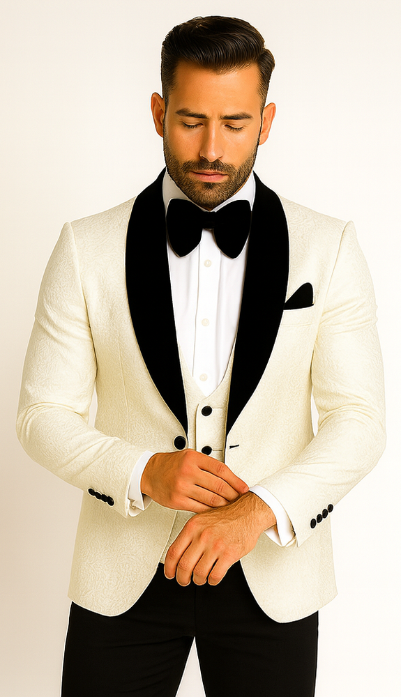 Rossi Man RM1449 – Formal 3-Piece Smoking Style Tuxedo for Men - Elegant Modern Evening Wear