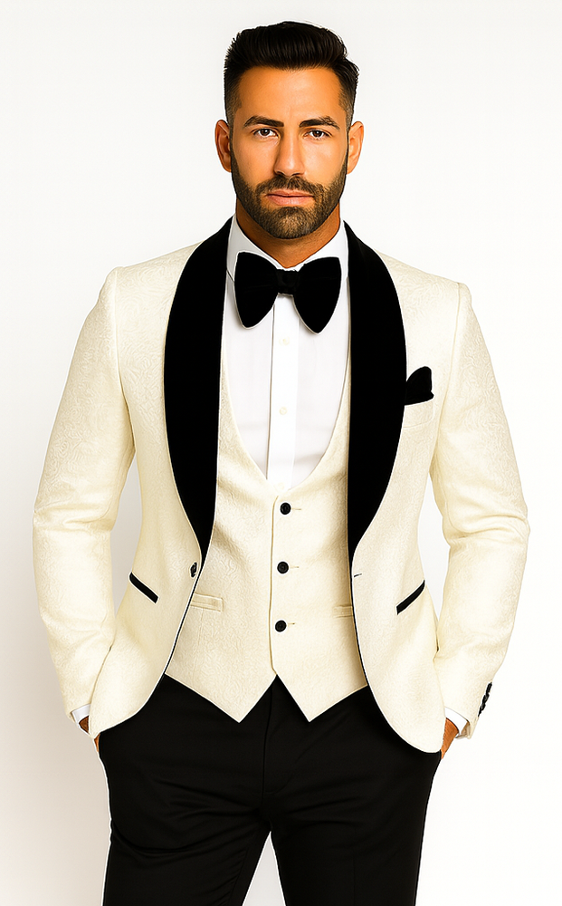 Rossi Man RM1449 – Formal 3-Piece Smoking Style Tuxedo for Men - Elegant Modern Evening Wear