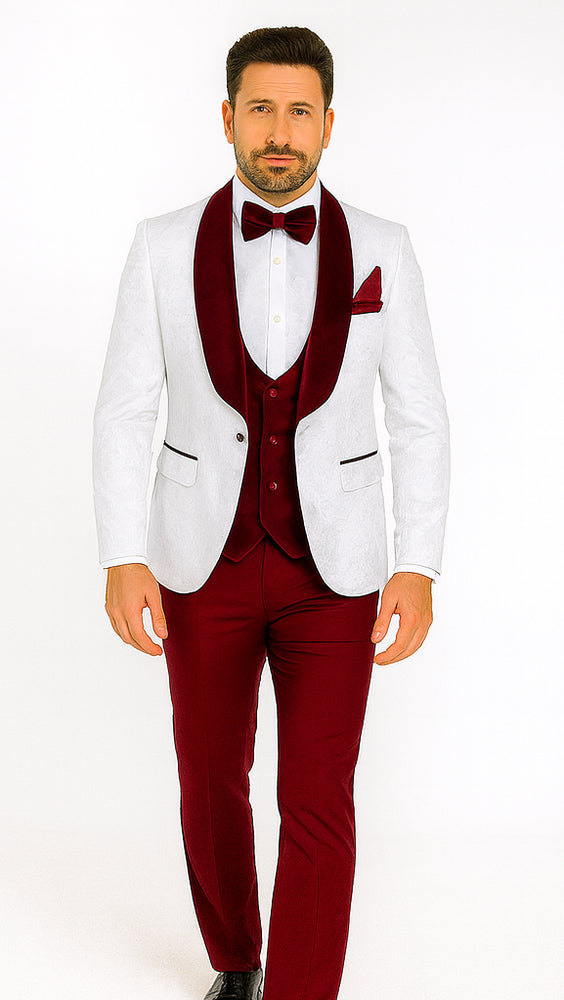 Rossi Man RM1480 – Men’s 3-Piece Smoking Style Tuxedo Suit - Elegant Modern Formalwear